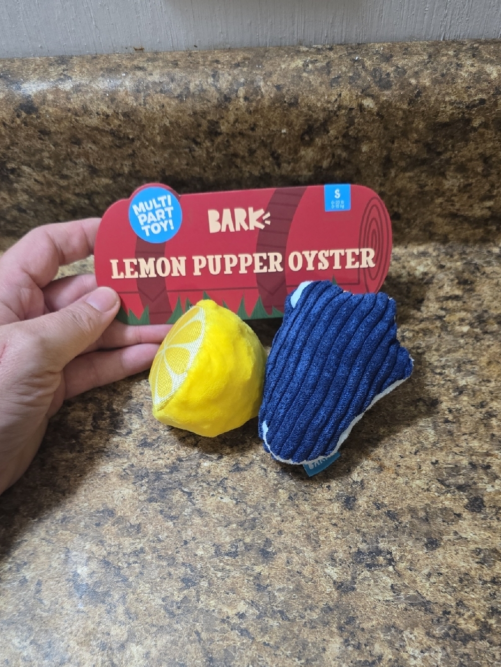 Bark Lemon Pupper‎ Oyster Toy - Yellow & Navysize Small 0-20 Pounds NWT
